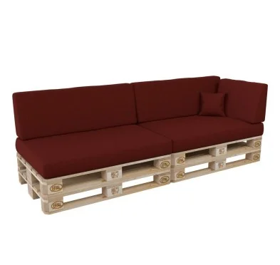 Set di 6 Cuscini per Pallet: 2x 120x80 + 2x 120x40 + 60x40 + 40x40, Bordeaux