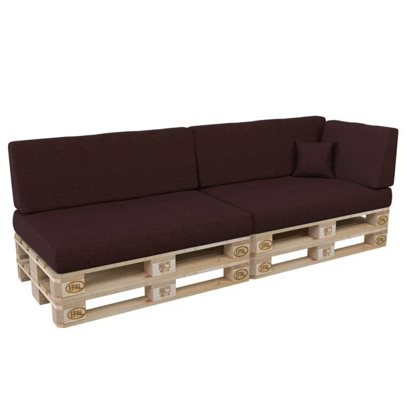 Set di 6 Cuscini per Pallet: 2x 120x80 + 2x 120x40 + 60x40 + 40x40, Viola