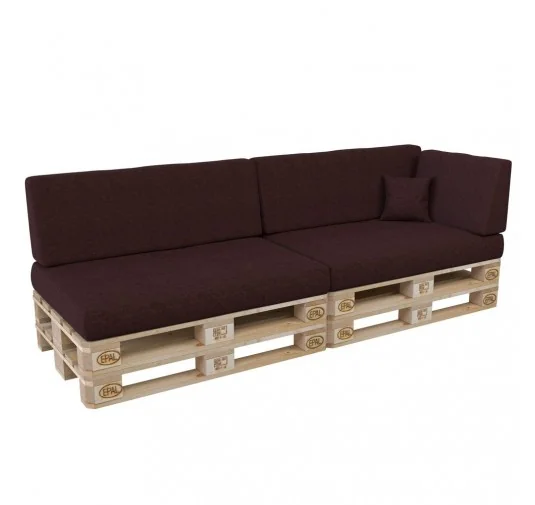 Set di 6 Cuscini per Pallet: 2x 120x80 + 2x 120x40 + 60x40 + 40x40, Viola