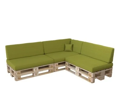 Set di 8 Cuscini per Pallet: 3x 120x80 + 3x 120x40 + 60x40 + 40x40, Lime