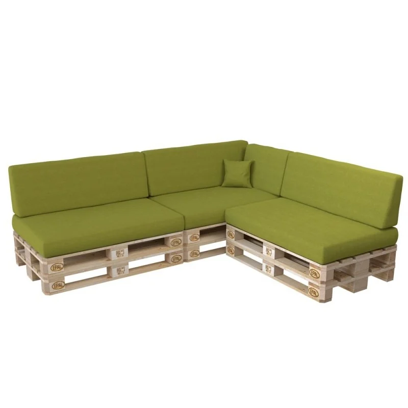 Set di 8 Cuscini per Pallet: 3x 120x80 + 3x 120x40 + 60x40 + 40x40, Lime