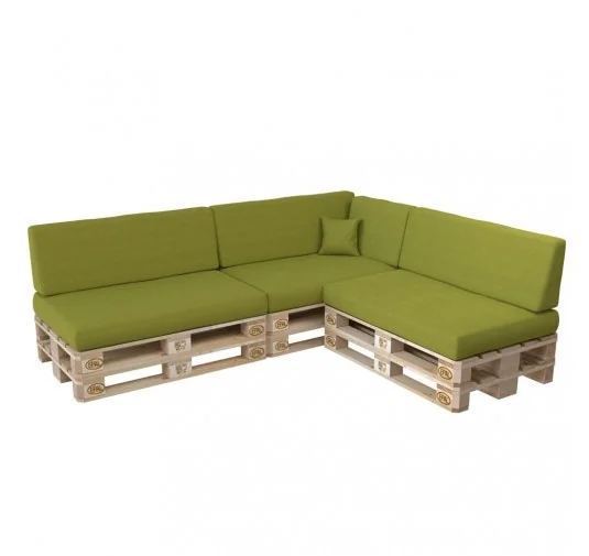 Set di 8 Cuscini per Pallet: 3x 120x80 + 3x 120x40 + 60x40 + 40x40, Lime