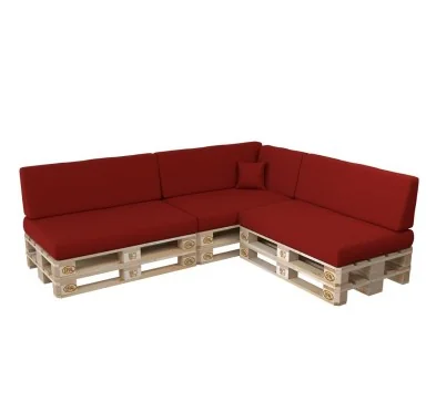 Set di 8 Cuscini per Pallet: 3x 120x80 + 3x 120x40 + 60x40 + 40x40, Rosso