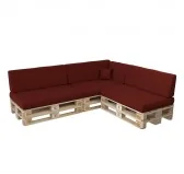 Set di 8 Cuscini per Pallet: 3x 120x80 + 3x 120x40 + 60x40 + 40x40, Bordeaux