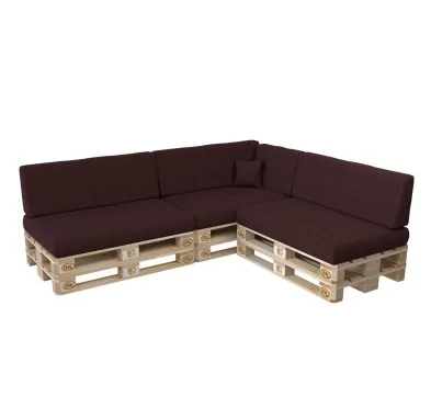 Set di 8 Cuscini per Pallet: 3x 120x80 + 3x 120x40 + 60x40 + 40x40, Viola