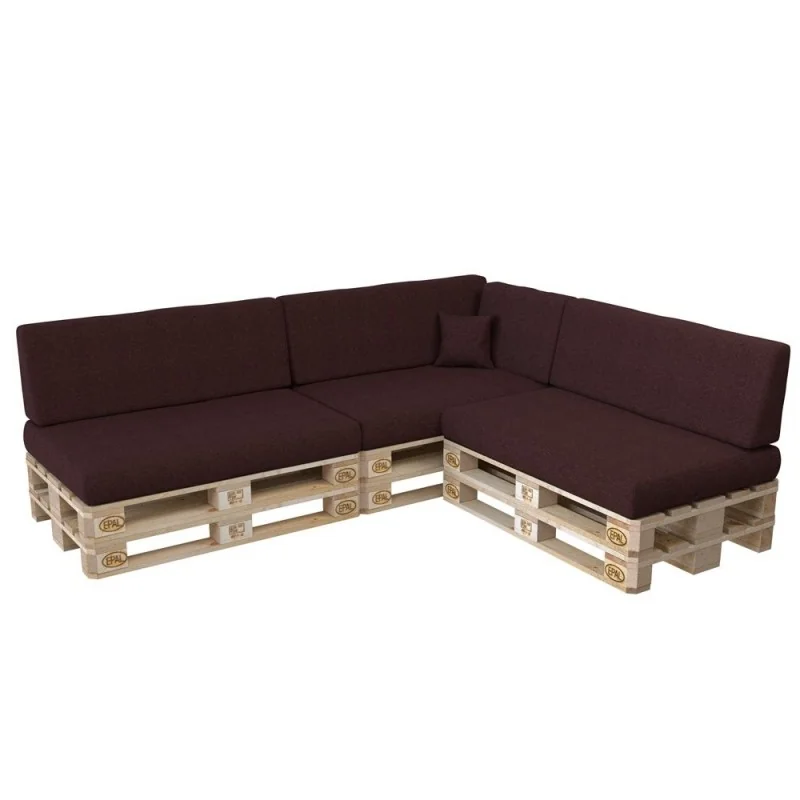 Set di 8 Cuscini per Pallet: 3x 120x80 + 3x 120x40 + 60x40 + 40x40, Viola