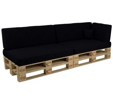 Set di 6 Cuscini per Pallet 120x80 + 120x40 Nero