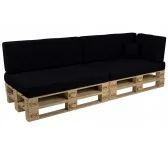 Set di 6 Cuscini per Pallet 120x80 + 120x40 Nero