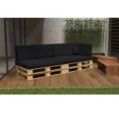 Set di 6 Cuscini per Pallet 120x80 + 120x40 Nero