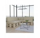 Set di 8 Cuscini per Pallet 120x80 + 120x40 Beige