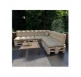 Set di 8 Cuscini Trapuntati da Giardino 120x80 + 120x40 Beige