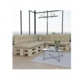 Set di 8 Cuscini Trapuntati da Giardino 120x80 + 120x40 Beige