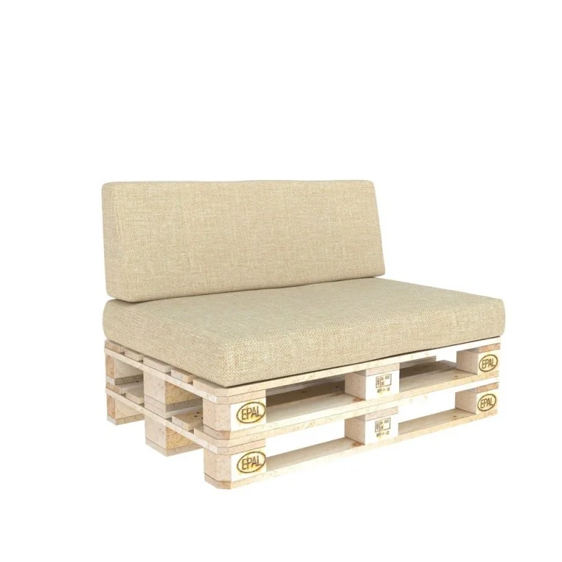 Set di 2 Cuscini per Pallet 120x80 + 120x40 Beige