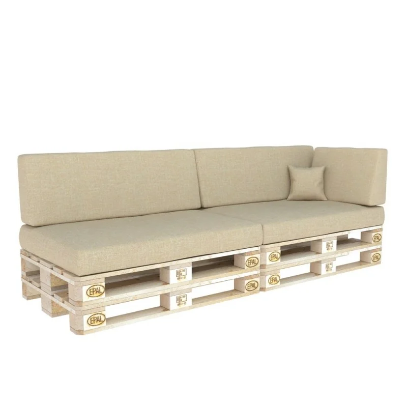 Set di 6 Cuscini per Pallet 120x80 + 120x40 Beige