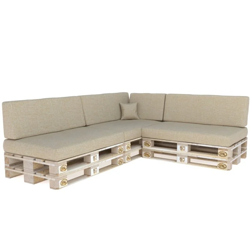 Set di 8 Cuscini per Pallet 120x80 + 120x40 Beige