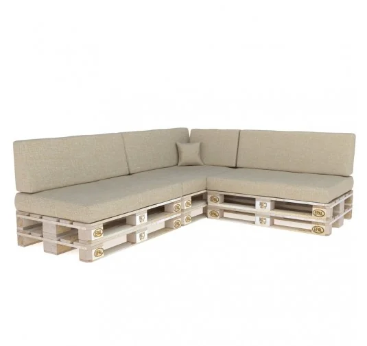 Set di 8 Cuscini per Pallet 120x80 + 120x40 Beige