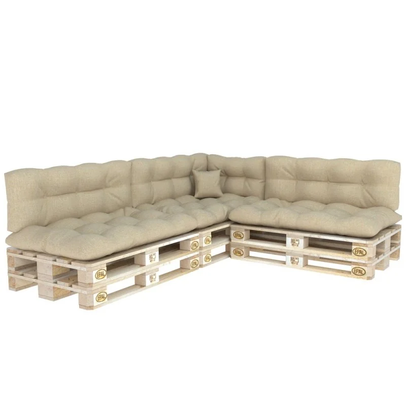 Set di 8 Cuscini Trapuntati da Giardino 120x80 + 120x40 Beige