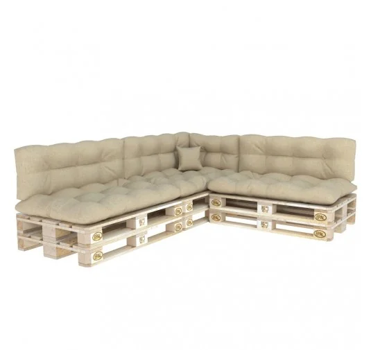 Set di 8 Cuscini Trapuntati da Giardino 120x80 + 120x40 Beige