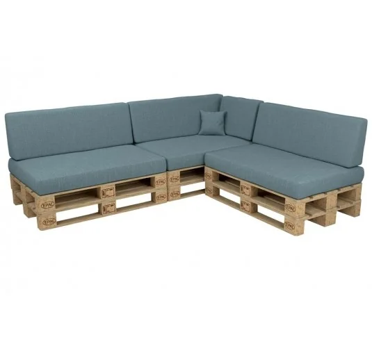 Set di 8 Cuscini per Pallet 120x80 + 120x40 Blu