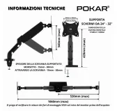 Braccio doppio per monitor, supporto per 2 schermi compatibile VESA, regolazione a molla a gas