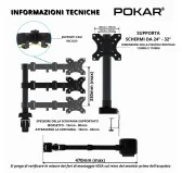 Braccio per monitor, supporto per schermo PC compatibile VESA, braccio articolato per monitor