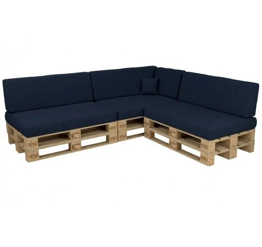 Set di 8 Cuscini per Pallet 120x80 + 120x40 Blu Scuro