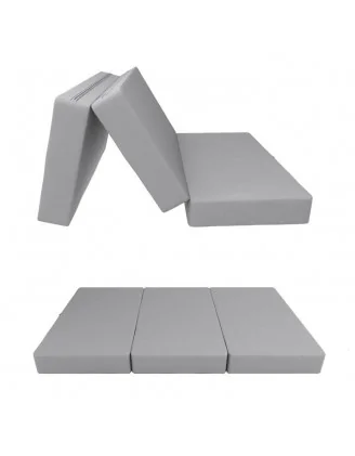 Materasso Pieghevole per Ospiti e Campeggio Impermeabile 140x195x15 Grigio