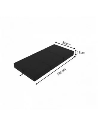 Materasso Pieghevole per Ospiti e Campeggio 80x195x15 Nero