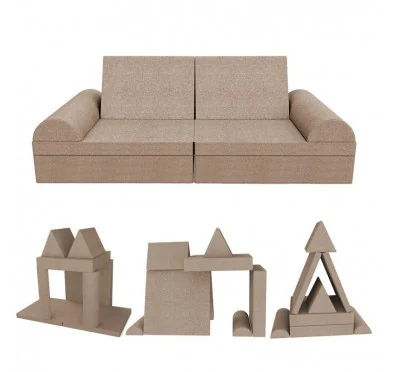 Divano modulare creativo per bambini, set di 6 con mezzo rullo beige