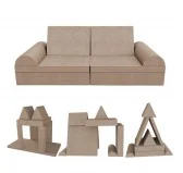 Divano modulare creativo per bambini, set di 6 con mezzo rullo beige