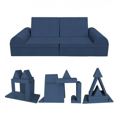 Divano modulare creativo per bambini, set di 6 con mezzo rullo blu scuro