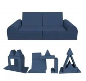 Divano modulare creativo per bambini, set di 6 con mezzo rullo blu scuro