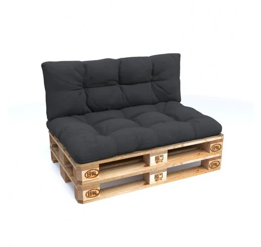 Set di 2 Cuscini Trapuntati da Giardino 120x80 + 120x40 Antracite