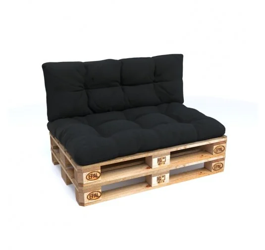 Set di 2 Cuscini Trapuntati da Giardino 120x80 + 120x40 Nero
