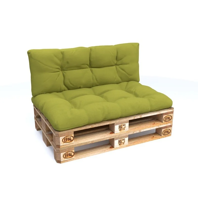 Set di 2 Cuscini per Pallet, 120x80 cm + 120x40 cm, Trapuntati, Lime Set di 2 Cuscini per Pallet, 120x80 cm + 120x40 cm, Trapuntati, Lime