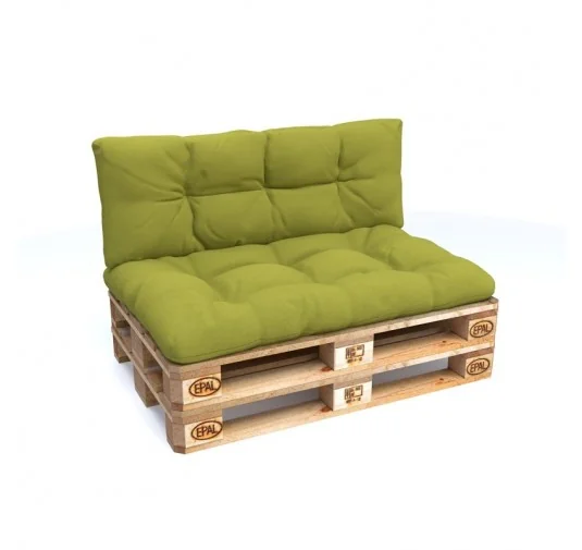 Set di 2 Cuscini per Pallet, 120x80 cm + 120x40 cm, Trapuntati, Lime