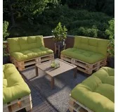Set di 2 Cuscini per Pallet, 120x80 cm + 120x40 cm, Trapuntati, Lime Set di 2 Cuscini per Pallet, 120x80 cm + 120x40 cm, Trapuntati, Lime