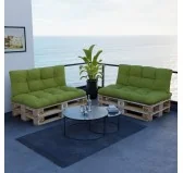 Set di 2 Cuscini per Pallet, 120x80 cm + 120x40 cm, Trapuntati, Lime Set di 2 Cuscini per Pallet, 120x80 cm + 120x40 cm, Trapuntati, Lime