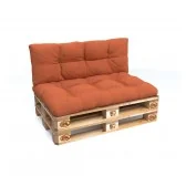 Set di 2 Cuscini per Pallet, 120x80 cm + 120x40 cm, Trapuntati, Arancione Set di 2 Cuscini per Pallet, 120x80 cm + 120x40 cm, Trapuntati, Arancione