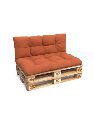 Set di 2 Cuscini per Pallet, 120x80 cm + 120x40 cm, Trapuntati, Arancione