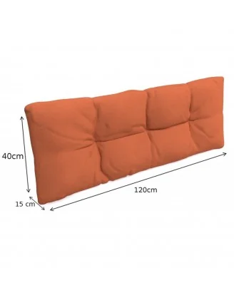 Set di 2 Cuscini per Pallet, 120x80 cm + 120x40 cm, Trapuntati, Arancione