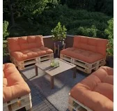 Set di 2 Cuscini per Pallet, 120x80 cm + 120x40 cm, Trapuntati, Arancione Set di 2 Cuscini per Pallet, 120x80 cm + 120x40 cm, Trapuntati, Arancione