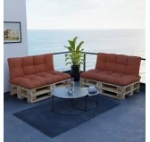 Set di 2 Cuscini per Pallet, 120x80 cm + 120x40 cm, Trapuntati, Arancione Set di 2 Cuscini per Pallet, 120x80 cm + 120x40 cm, Trapuntati, Arancione