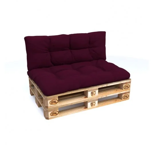 Set di 2 Cuscini per Pallet, 120x80 cm + 120x40 cm, Trapuntati, Viola
