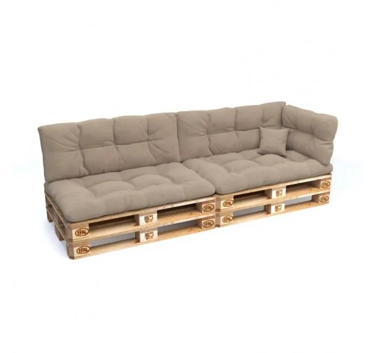 Set di 6 Cuscini Trapuntati da Giardino 120x80 + 120x40 Beige