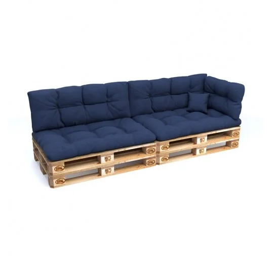 Set di 6 Cuscini Trapuntati da Giardino 120x80 + 120x40 Blu Scuro