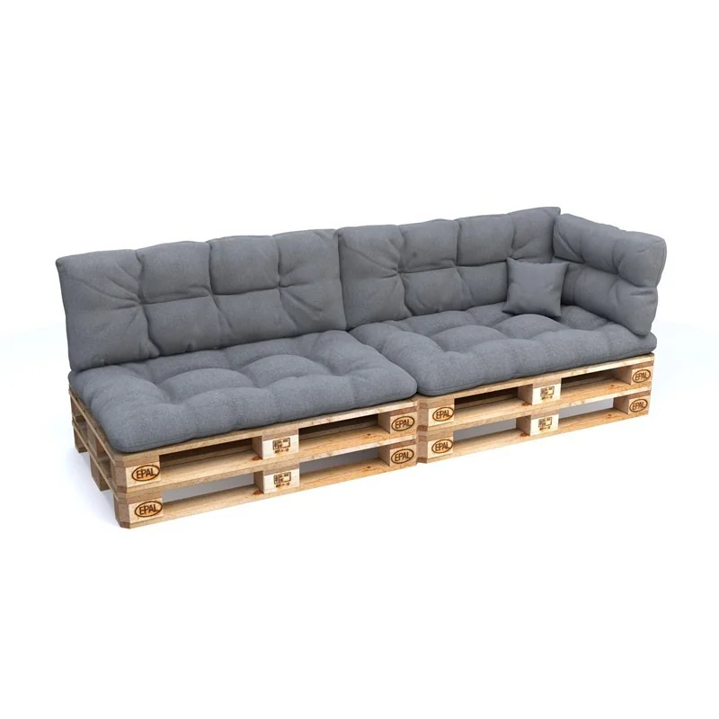 Set di 6 Cuscini Trapuntati da Giardino 120x80 + 120x40 Grigio Set di 6 Cuscini Trapuntati da Giardino 120x80 + 120x40 Grigio