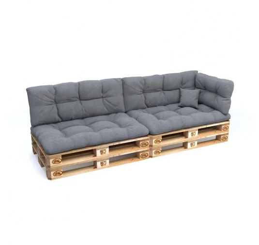 Set di 6 Cuscini Trapuntati da Giardino 120x80 + 120x40 Grigio