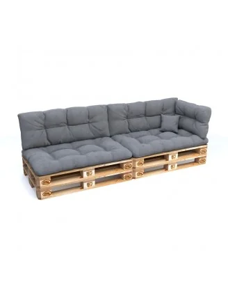 Set di 6 Cuscini Trapuntati da Giardino 120x80 + 120x40 Grigio