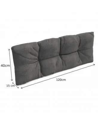 Set di 6 Cuscini Trapuntati da Giardino 120x80 + 120x40 Grigio